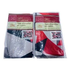 2x‎ Home Collect Satin Pillowcase Soft red black white geo Standard 20 x 30in